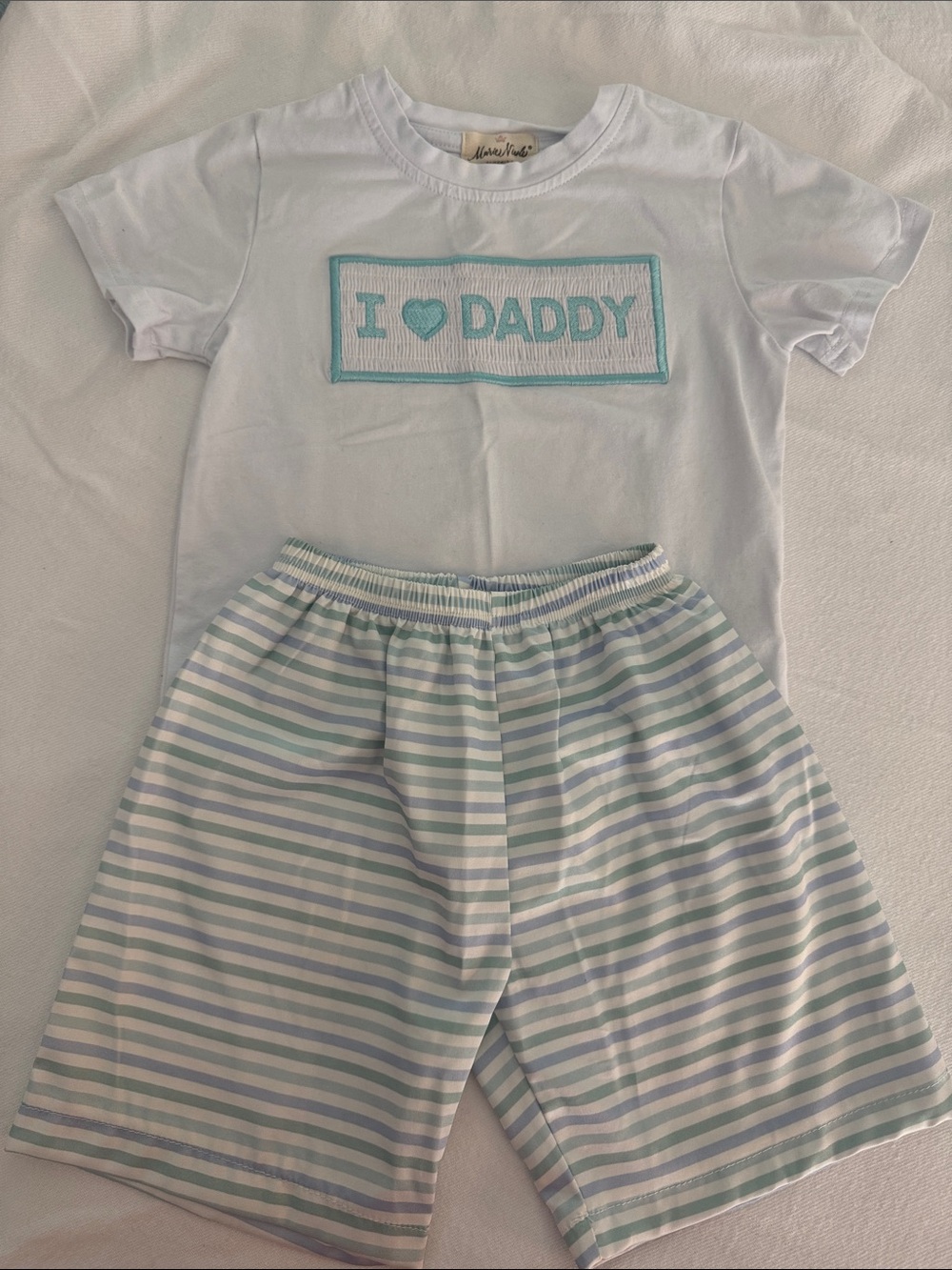 White and Light Blue 'I ♥ Daddy' Kids Set Sz S